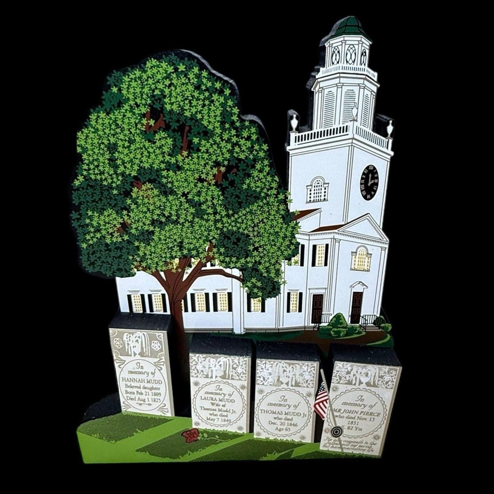 Old Church On The Hill Lenox, MA Shelia's‎ Collectibles Vintage Wood Sitter 1999